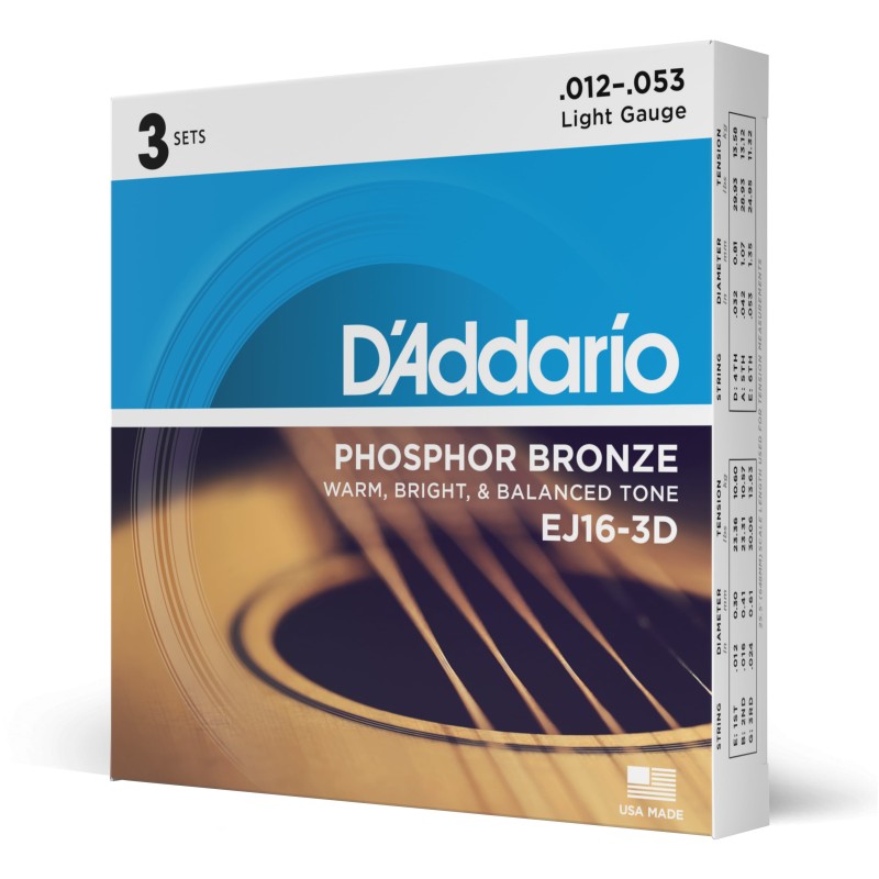 D'ADDARIO Cordes Folk EJ16 Tirant Light Bronze