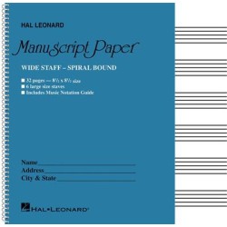 HAL LEONARD Cahier de portées Ã  reliure spirale, 32 pages, 6 portée (20x20cm)